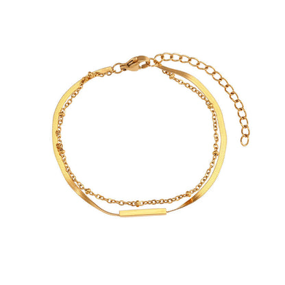 Arden gold double chain bracelet with bar