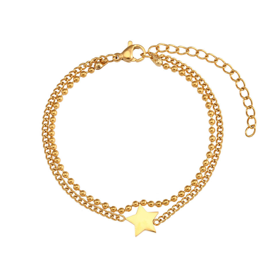 star gold double chain bracelet