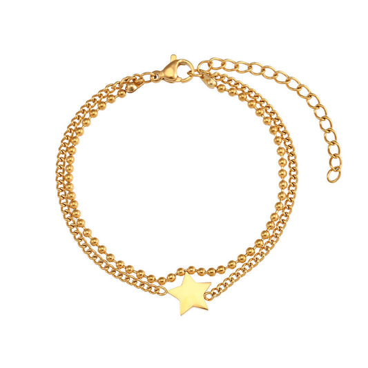 star gold double chain bracelet