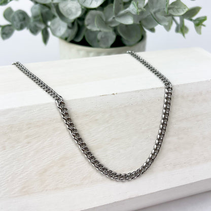 Silver 3mm Curb Chain Necklace