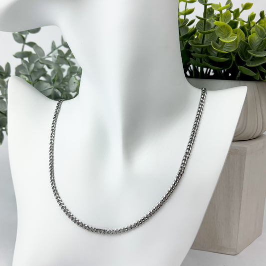 Silver 3mm Curb Chain Necklace