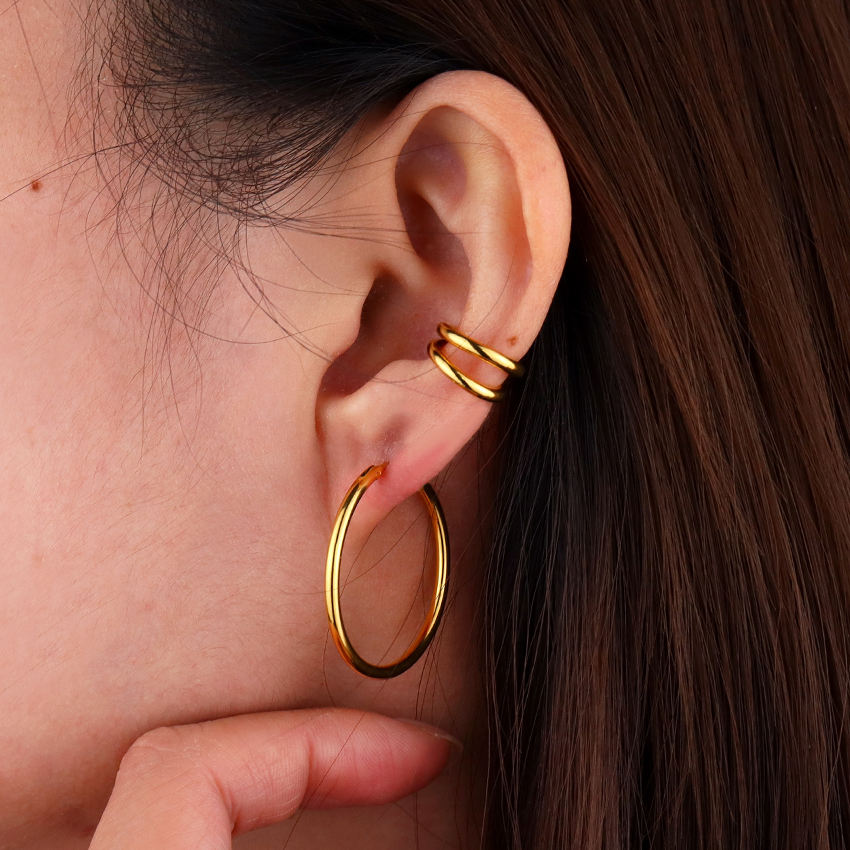 Gold 29mm Thin Hoops Earrings