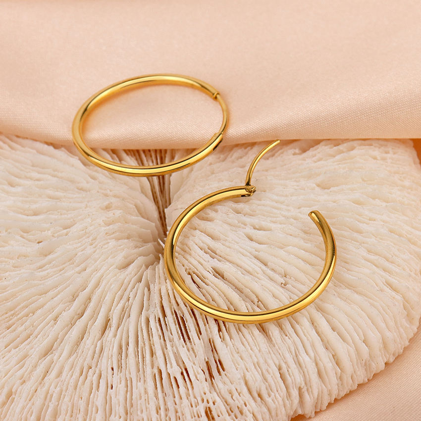 Gold 29mm Thin Hoops Earrings 