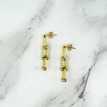 gold u link earrings