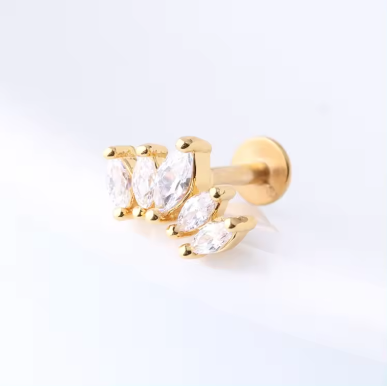 Gold Flat Back Stud Earrings