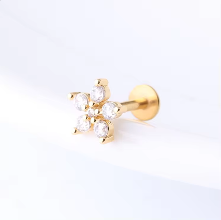 Gold Flat Back Stud Earrings