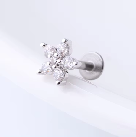 Flat Back Silver Stud Earrings