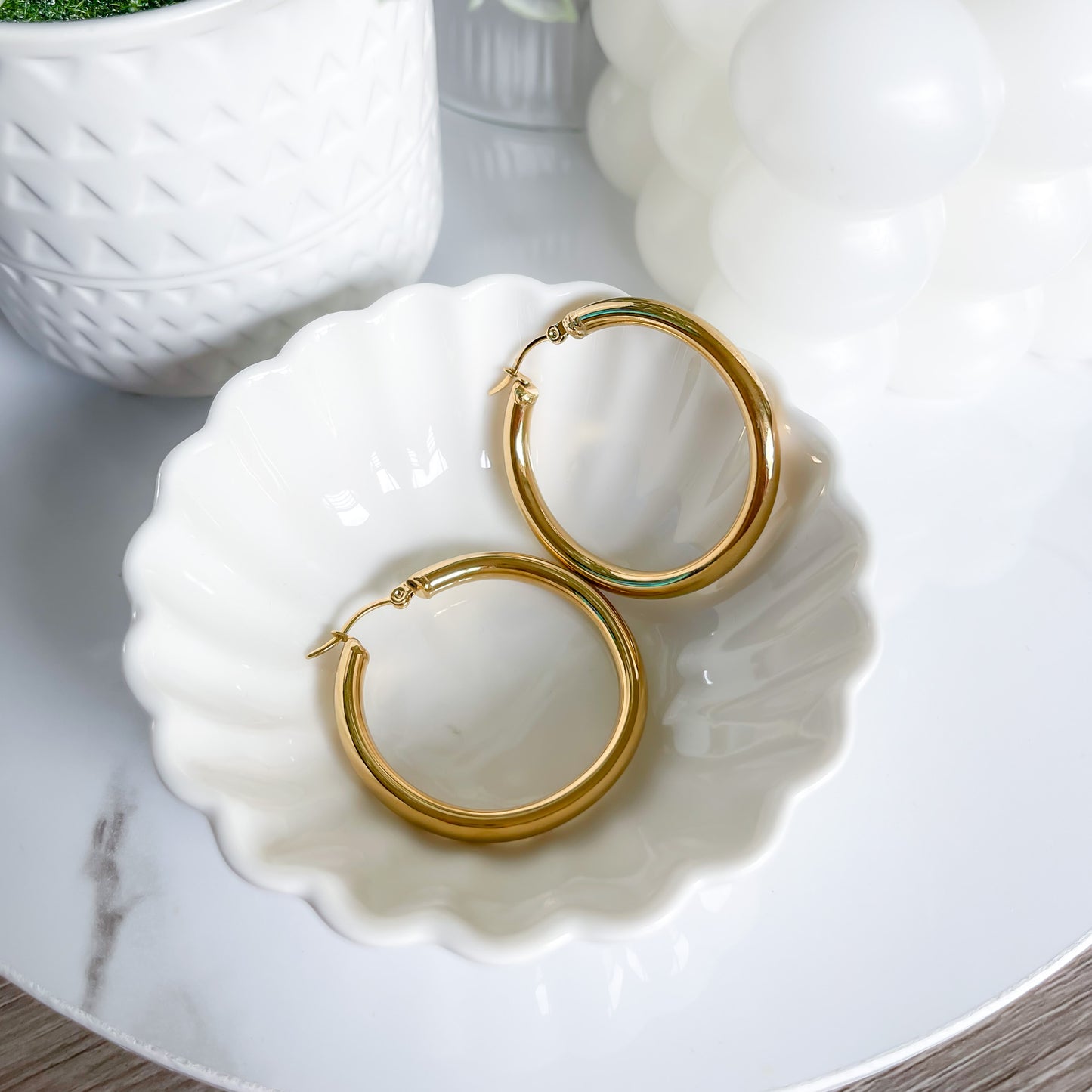 Gold Thick 40mm Hoops Earrings