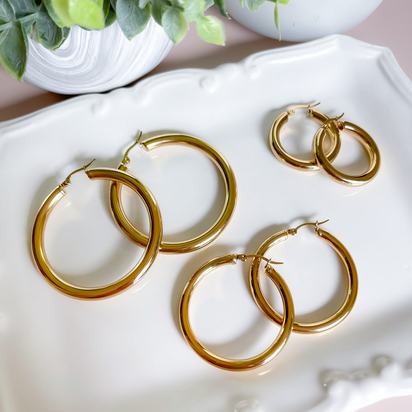 Gold Thick 40mm Hoops Earrings