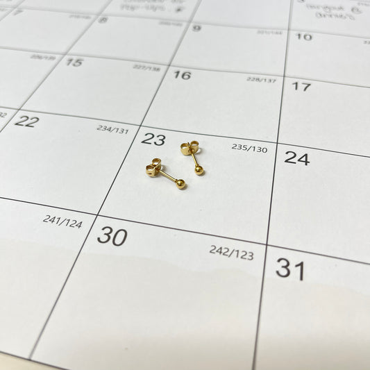 Gold 3mm Studs Earrings