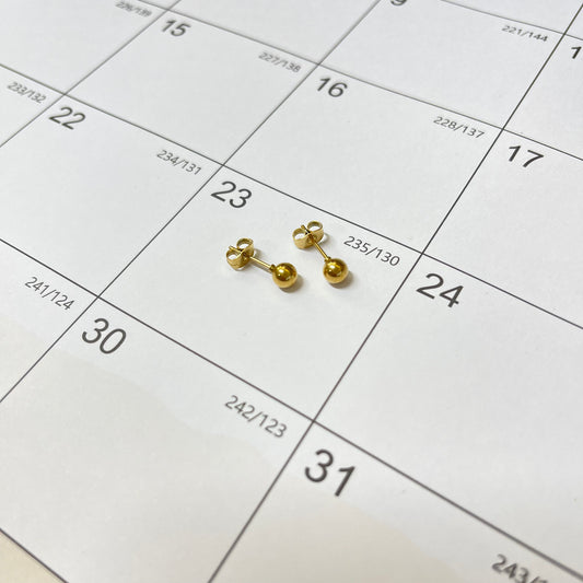 Gold 4mm Ball Studs Earrings