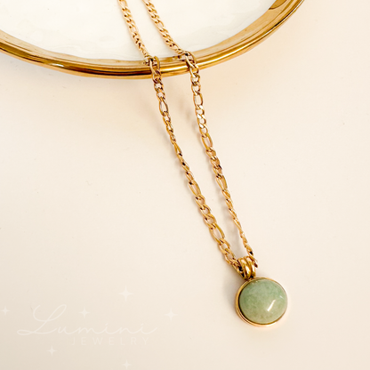 Naomi Oval Aventurine Pendant Necklace