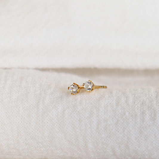 Gold 2mm CZ Studs Earrings