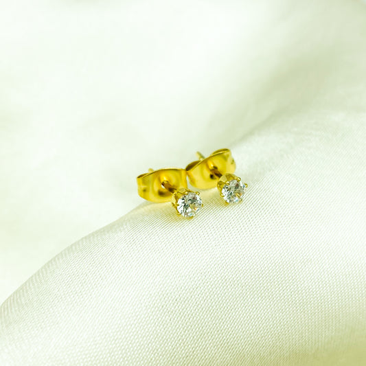 Gold 3mm CZ Studs Earrings