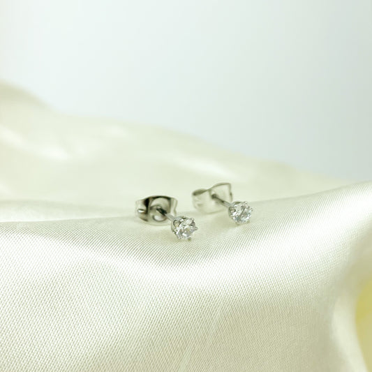 Silver 3mm CZ Studs Earrings