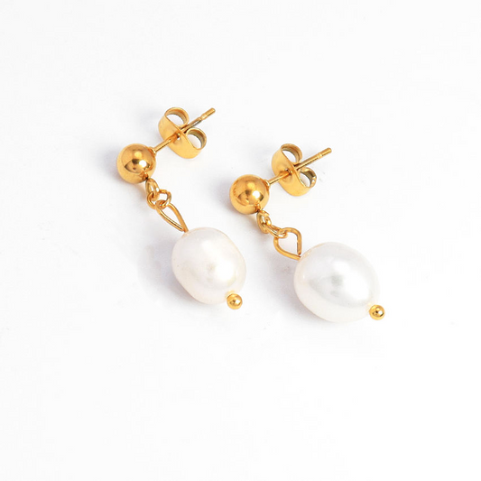 Gold Pearl Earrings