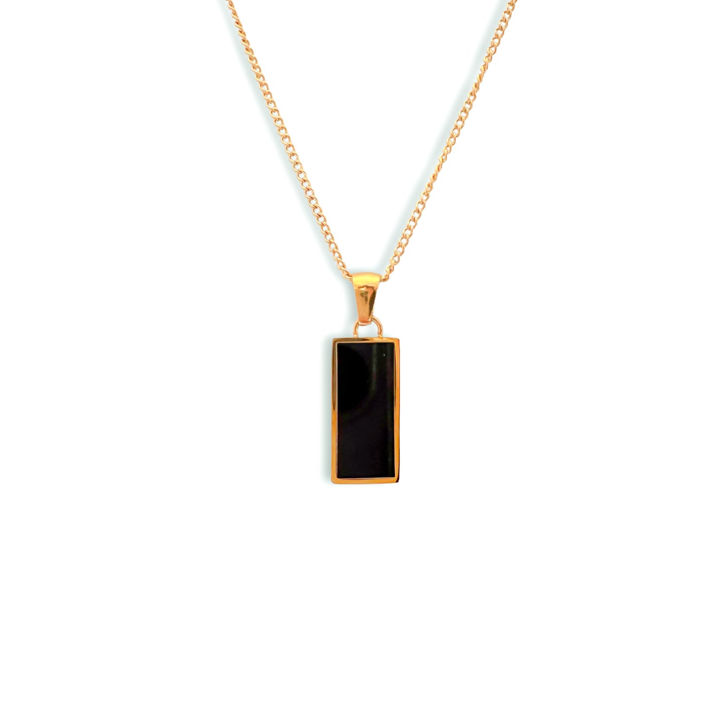 black onyx rectangle necklace