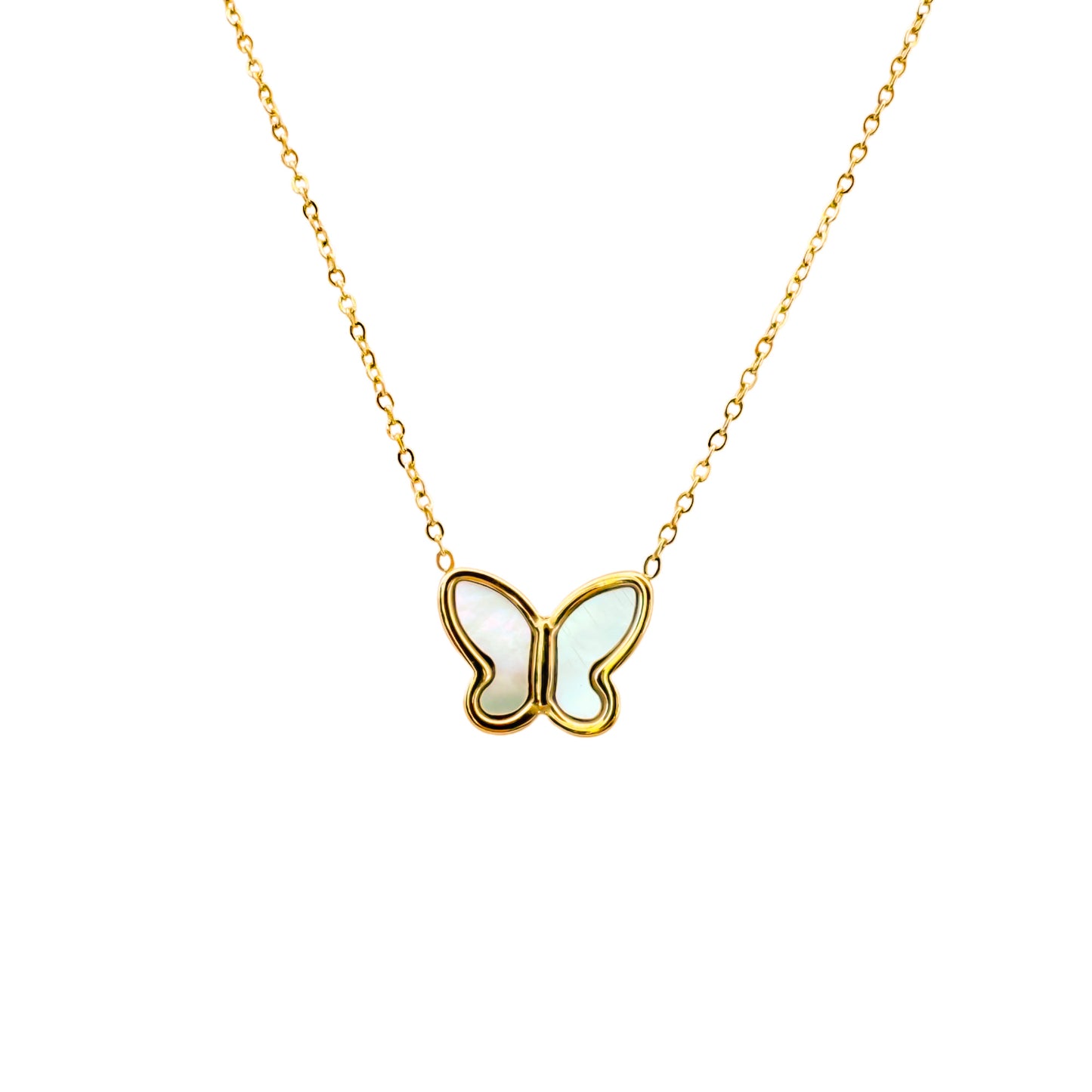 pearl gold butterfly pendant necklace