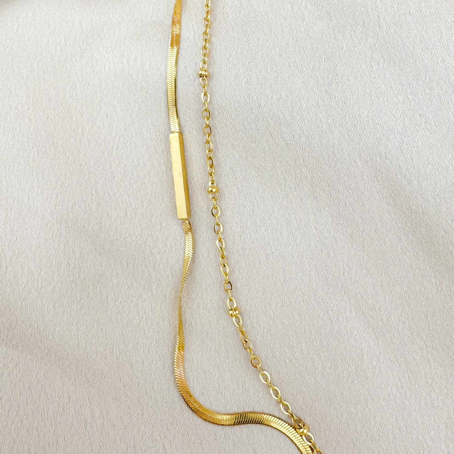 Arden gold double chain bracelet with bar