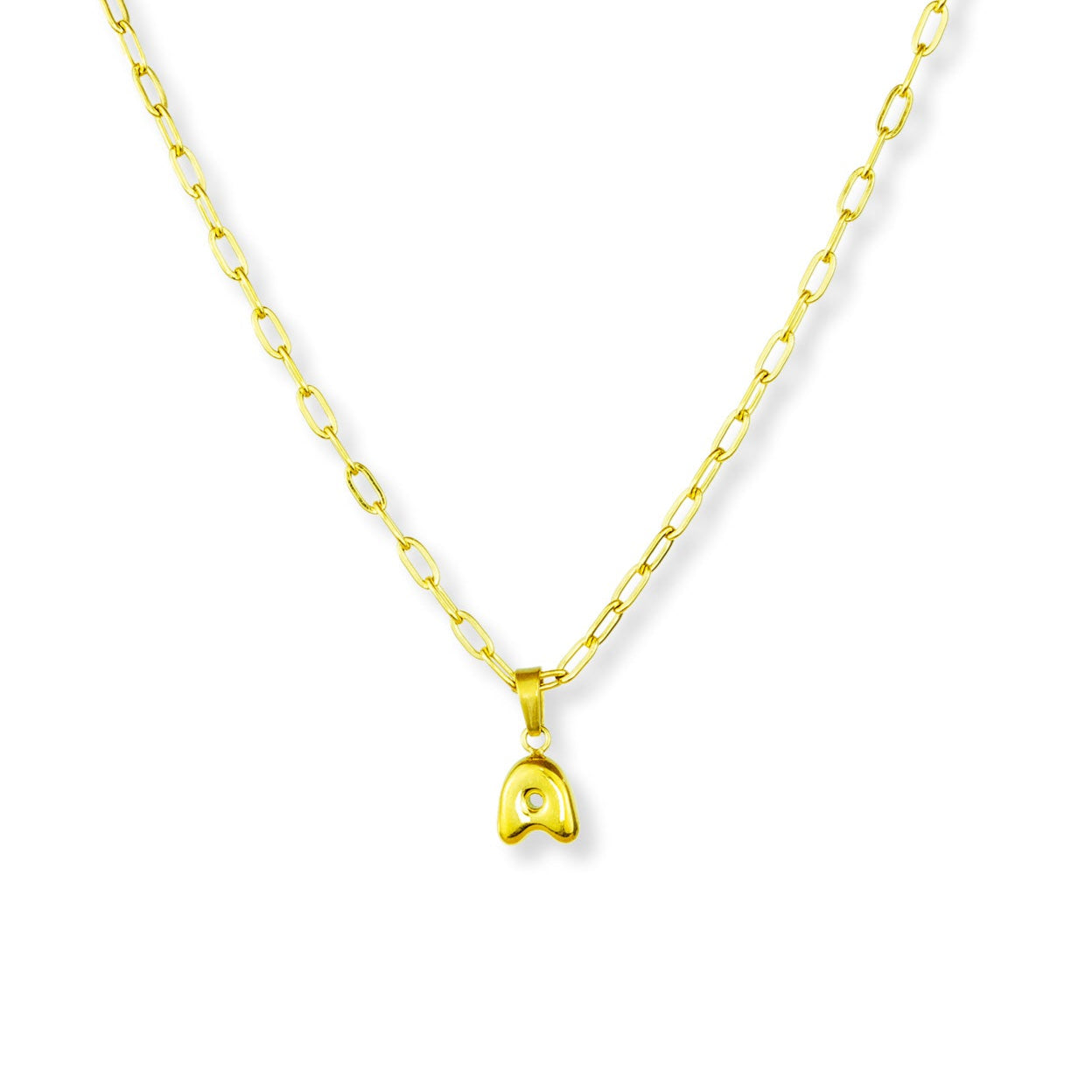 gold bubble alphabet initial pendant necklace