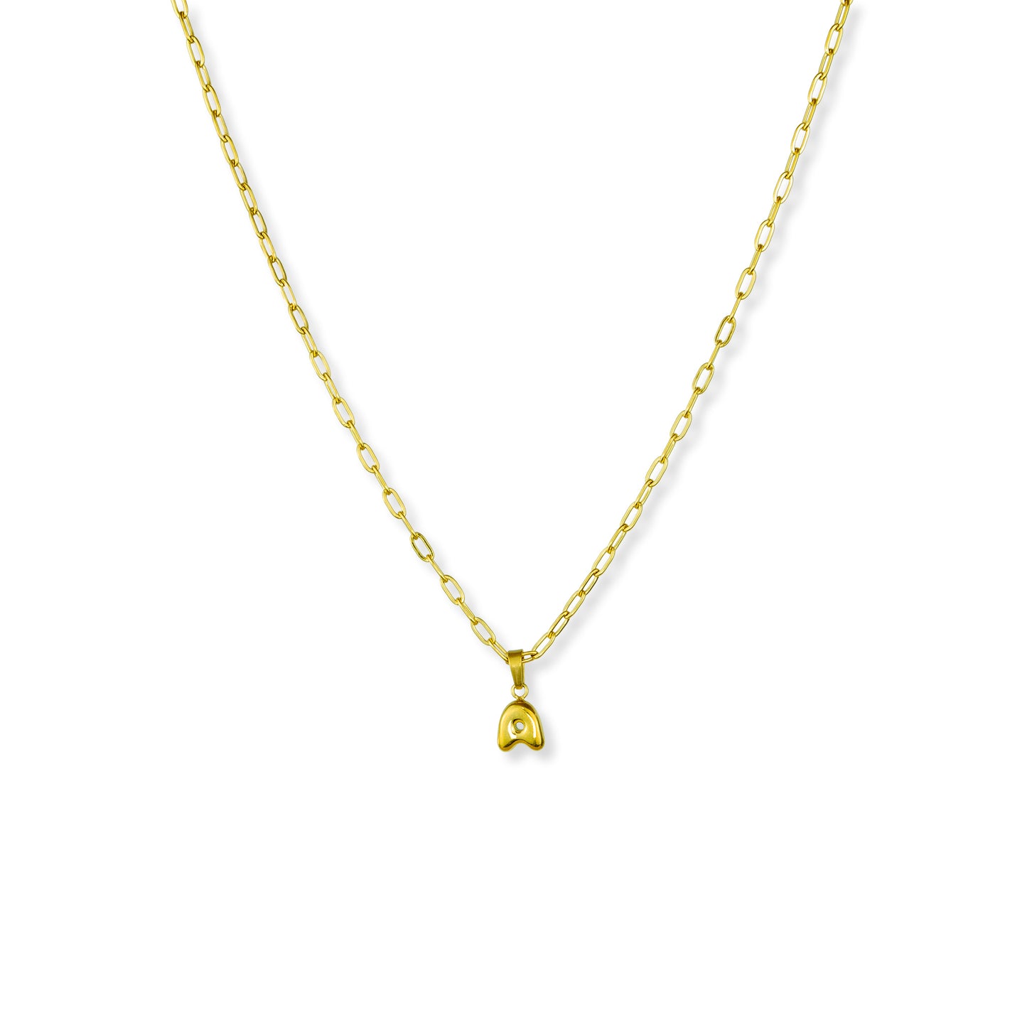 Bubble gold alphabet initial pendant necklace