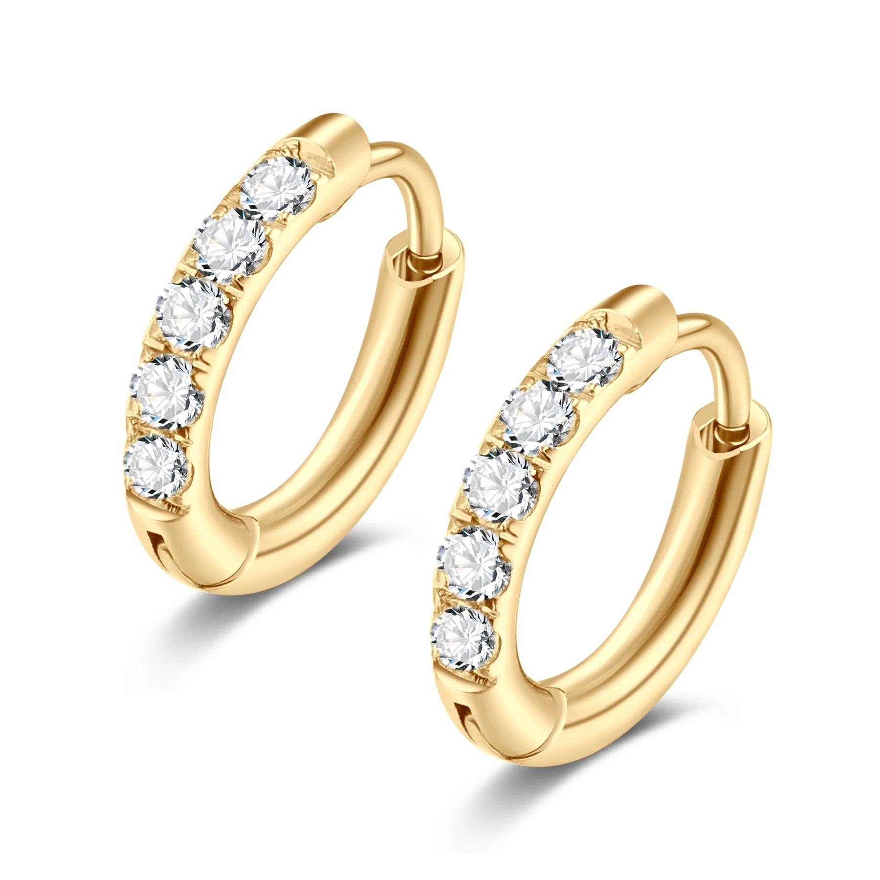 Clear CZ gold hoops 8mm