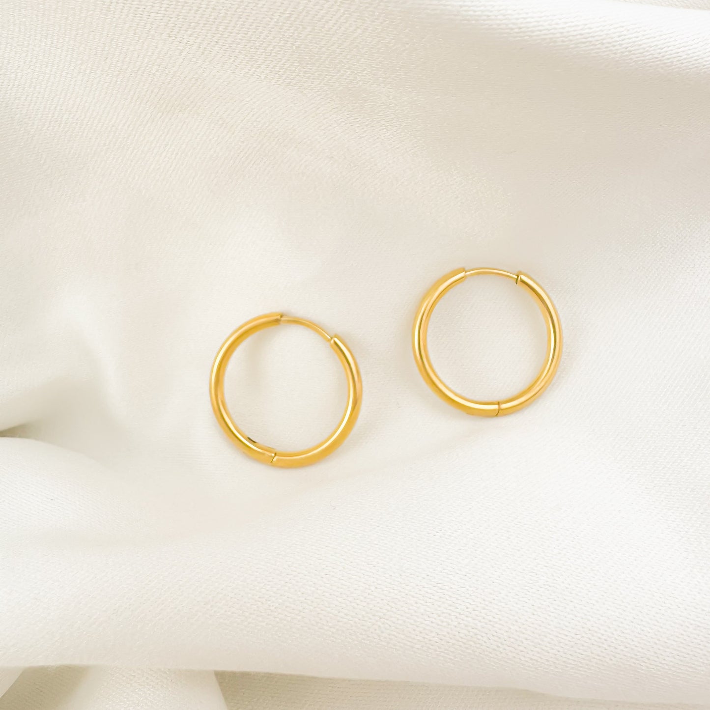 Bailey 16mm gold huggies earrings