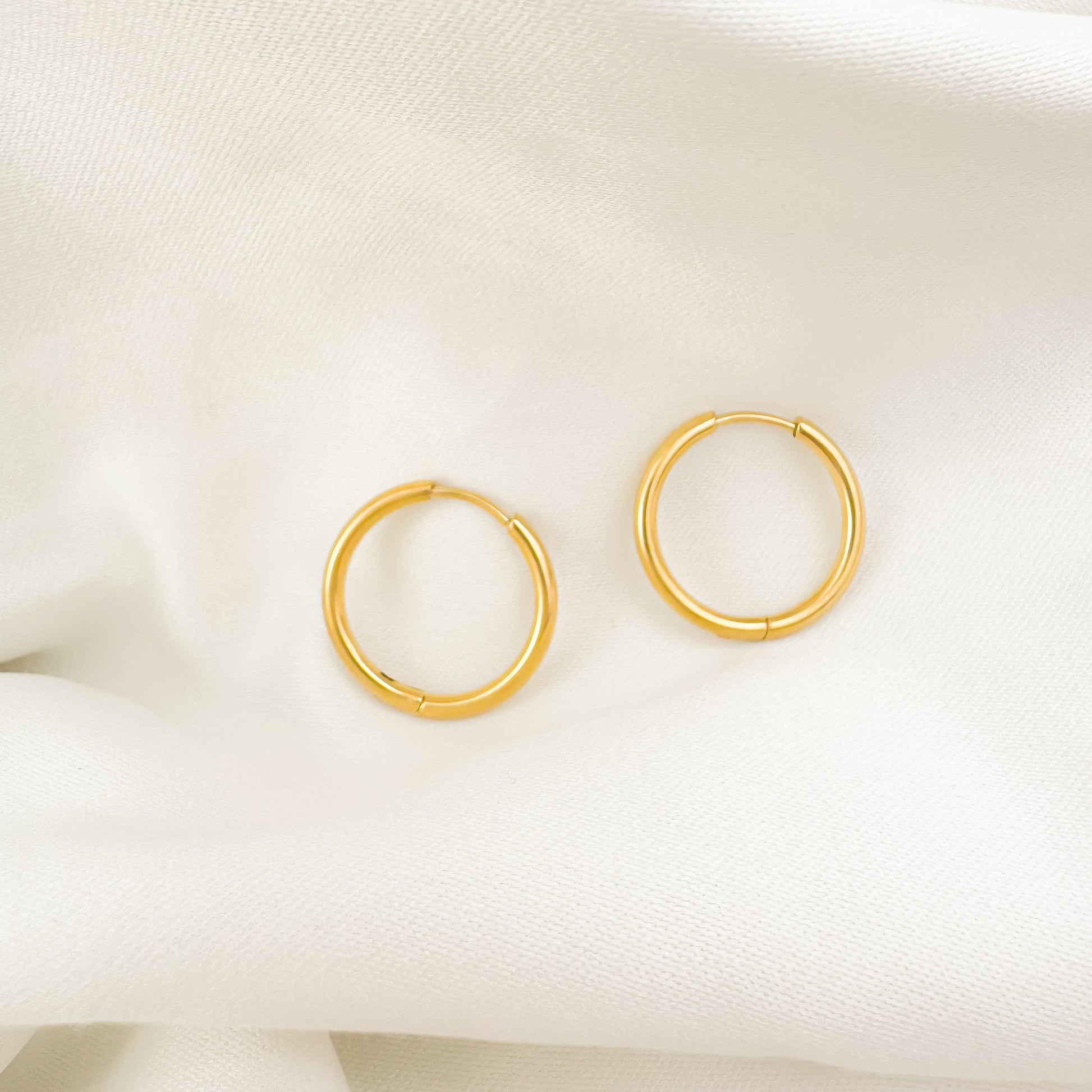 Bailey 16mm gold huggies earrings