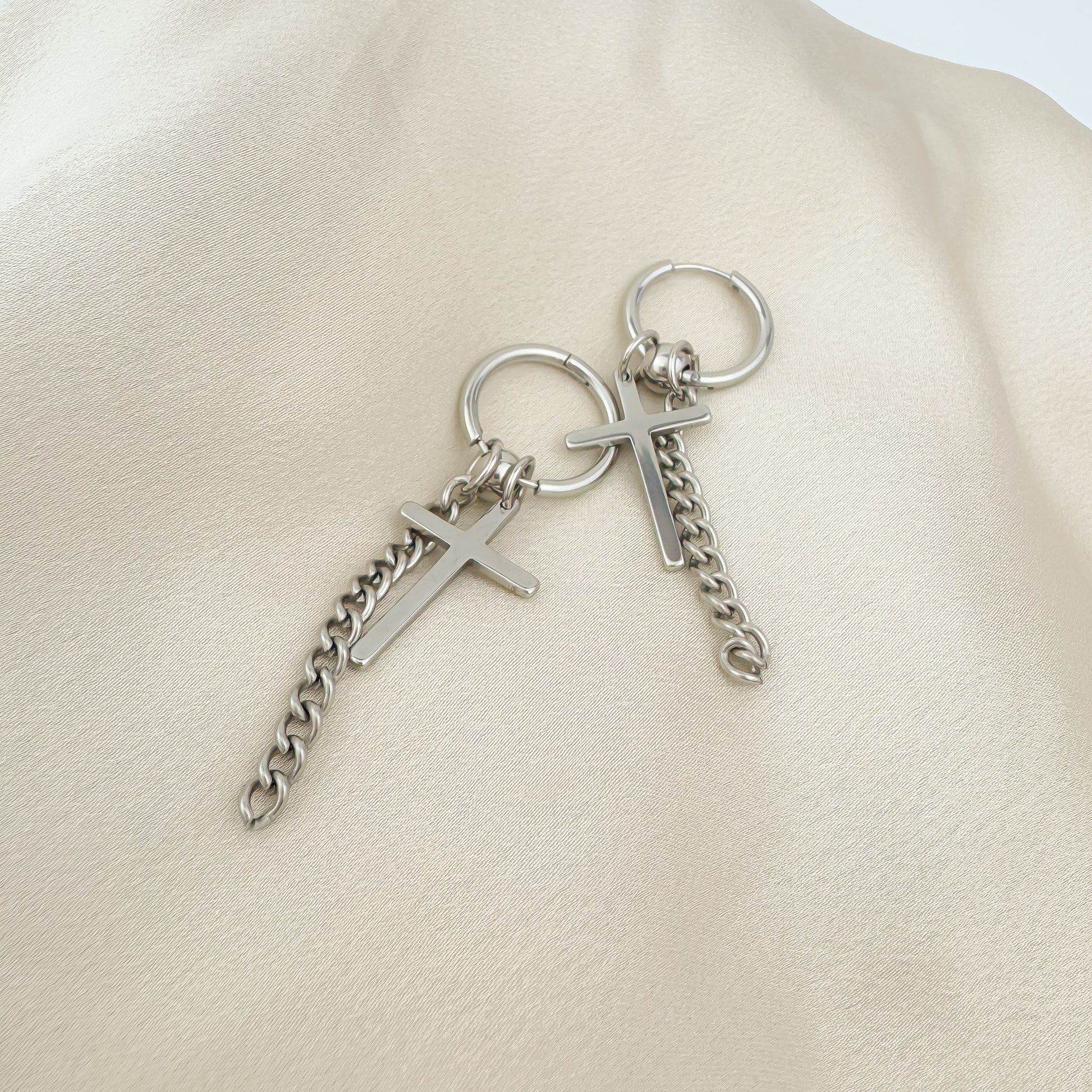 dakota silver cross earrings