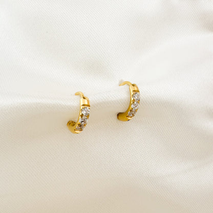 Drea Clear CZ gold hoops 6mm earrings