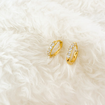 Drea Clear CZ gold hoops 8mm earrings