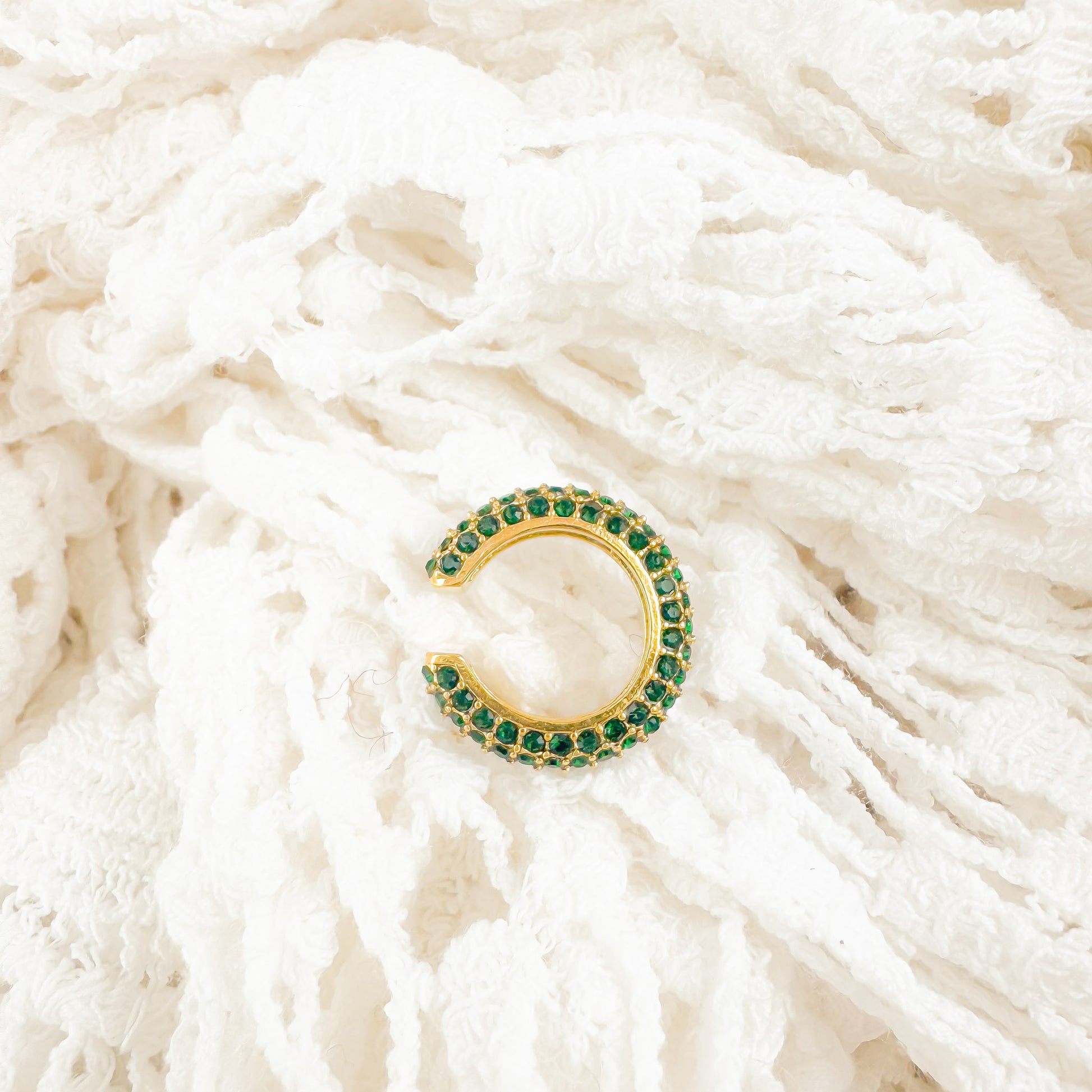 Kaia Gold Ear Cuff with Green CZ