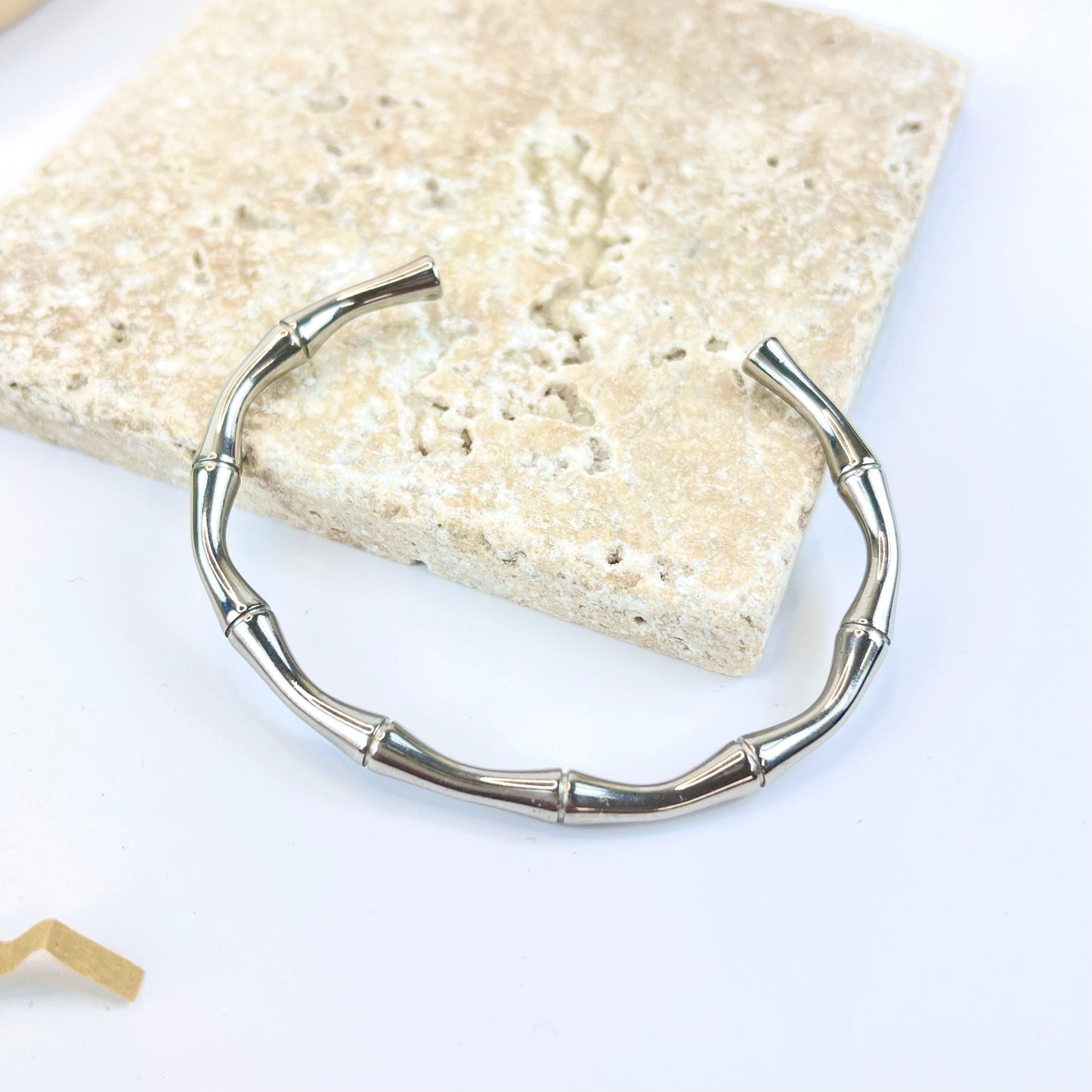 Silver bamboo cuff bracelet