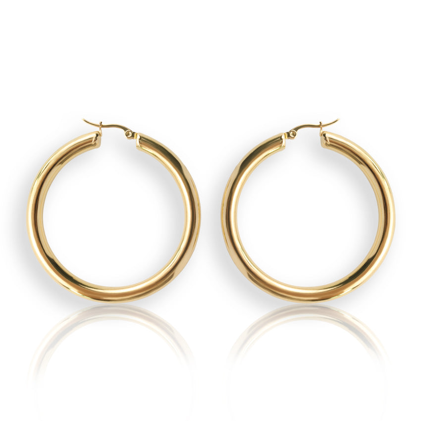 gold thick hoop earrings