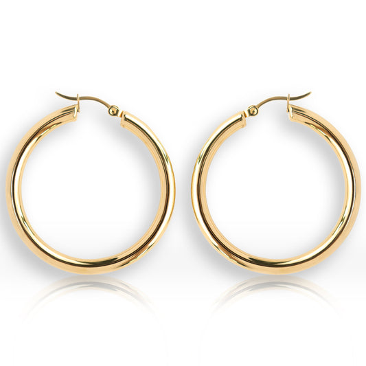 gold thick hoop earrings