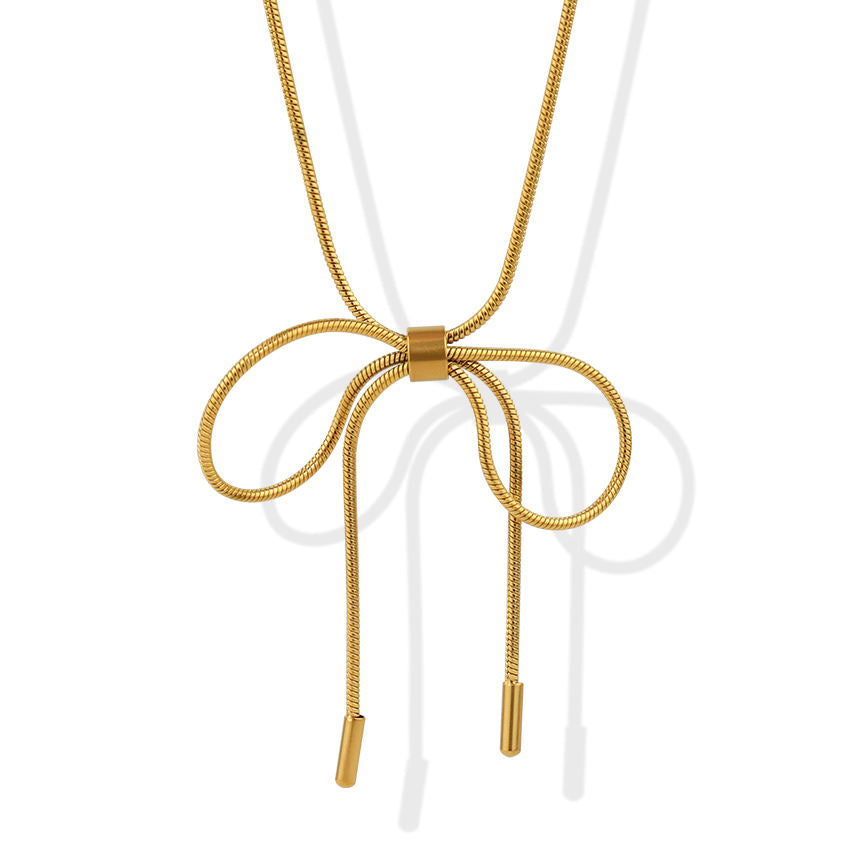 gold chain bow necklace