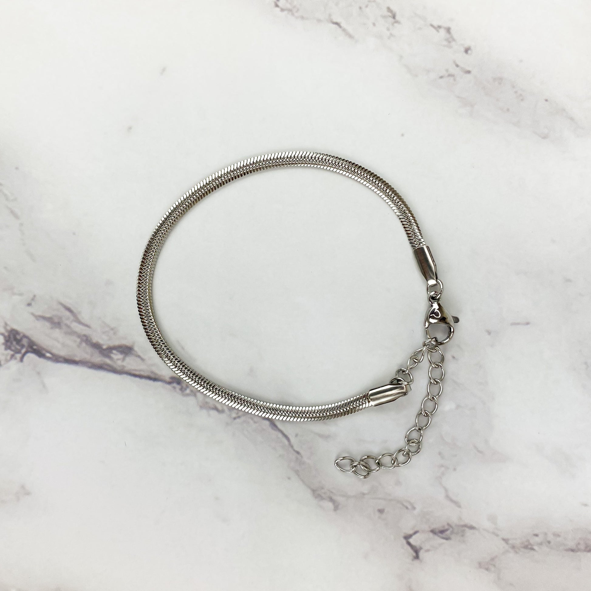 silver thin snake chain bracelet