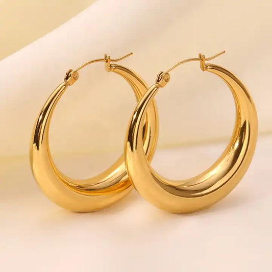 Gold 15mm moon hoops