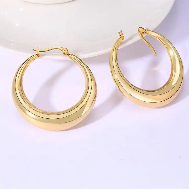 Gold 25mm moon hoops