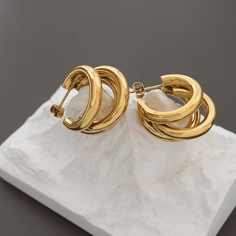 gold triple hoop earrings