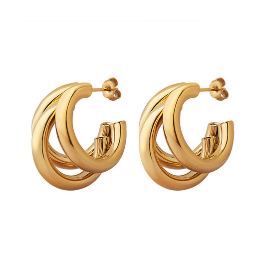 gold triple hoop earrings