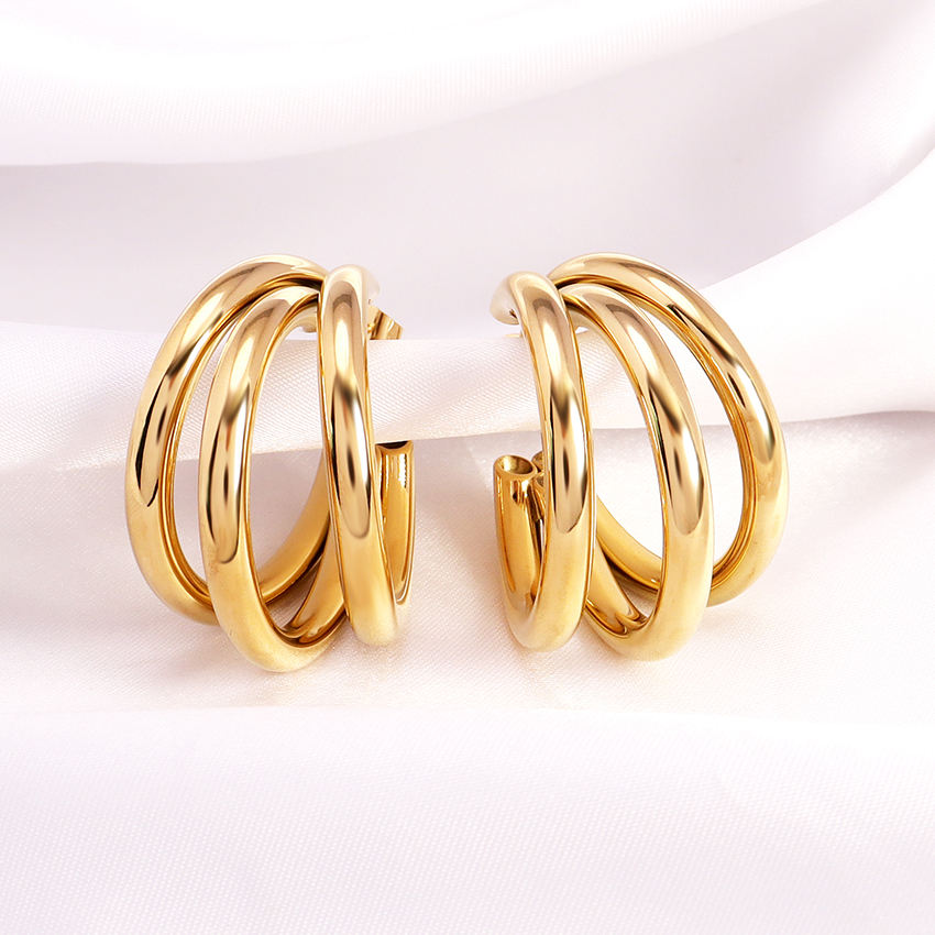 gold triple hoop earrings