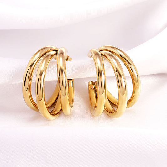 gold triple hoop earrings