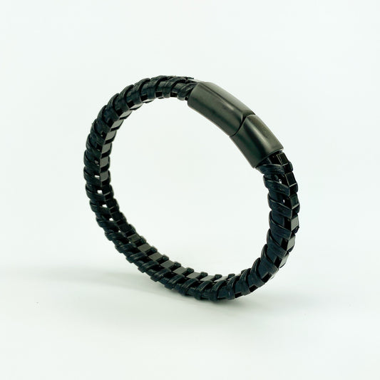 black leather bracelet