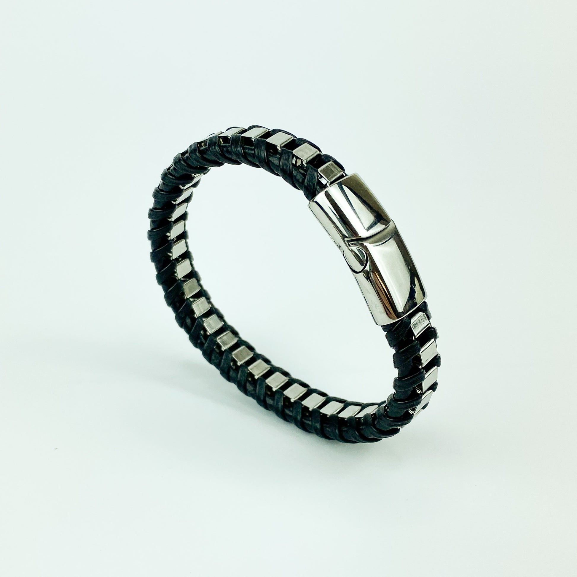 silver leather bracelet