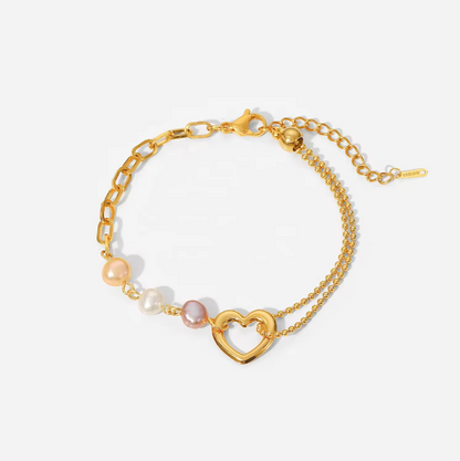 Gold chain pearl bracelet