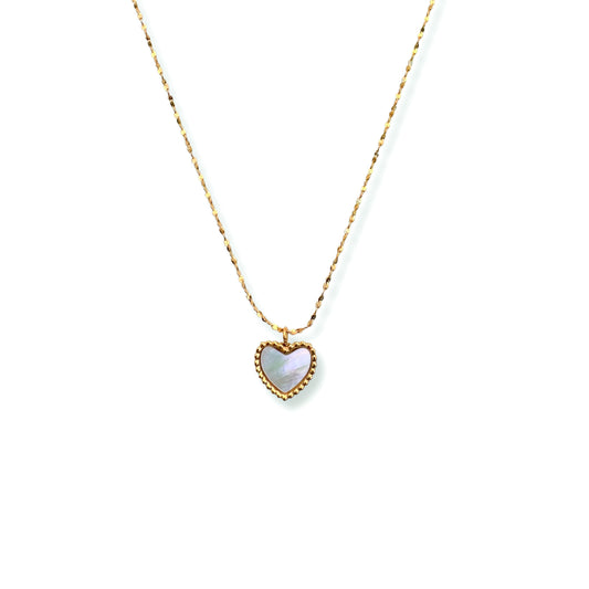 white shell heart pendant necklace