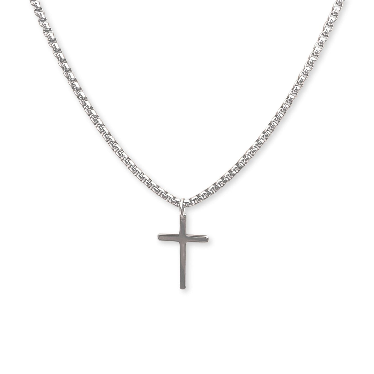 Silver cross pendant necklace