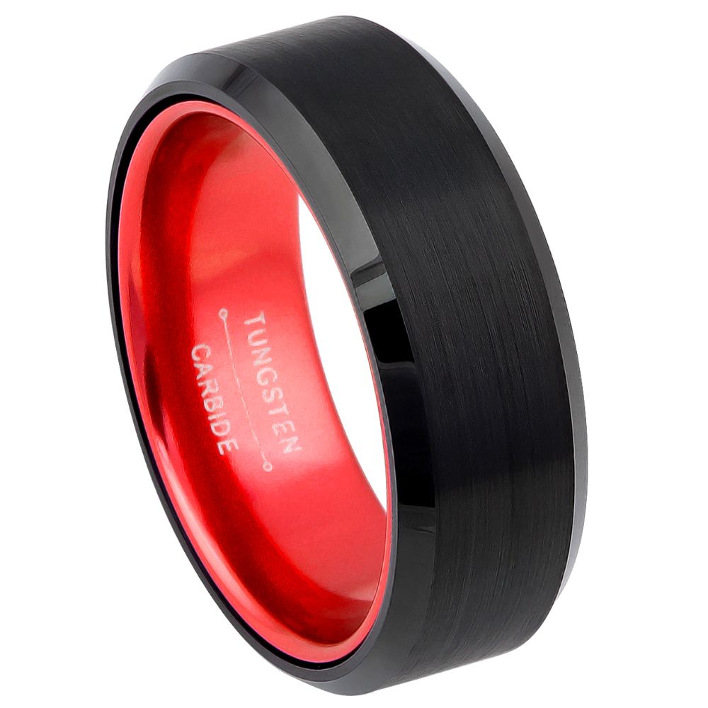 red black tungsten carbide ring