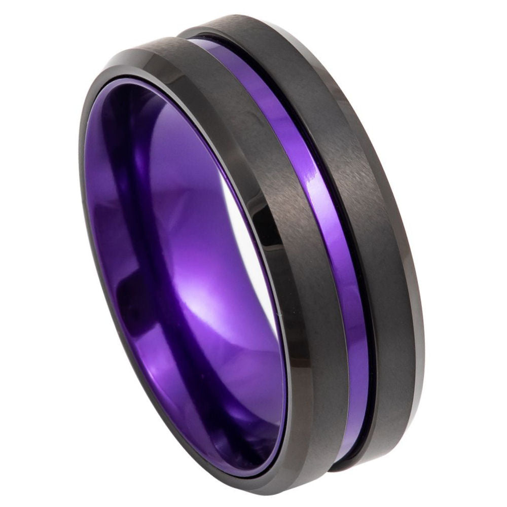 purple black tungsten carbide ring